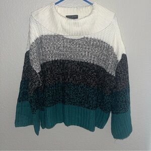 Lane Bryant Green and Gray Cowl Neck Sweater